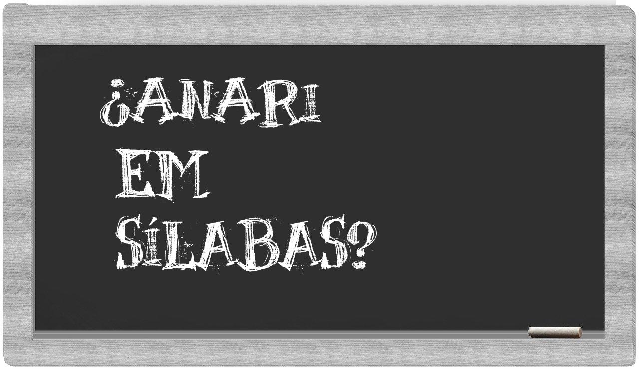 ¿Anari en sílabas?