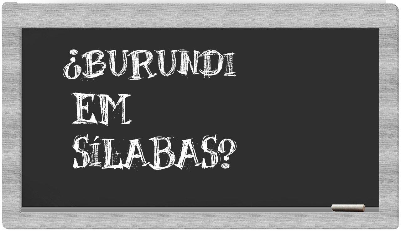 ¿Burundi en sílabas?