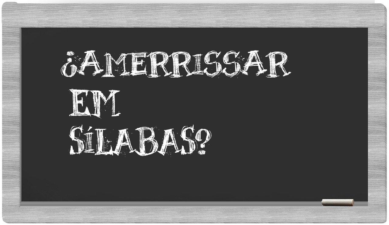 ¿amerrissar en sílabas?