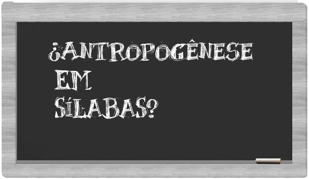 ¿antropogênese en sílabas?