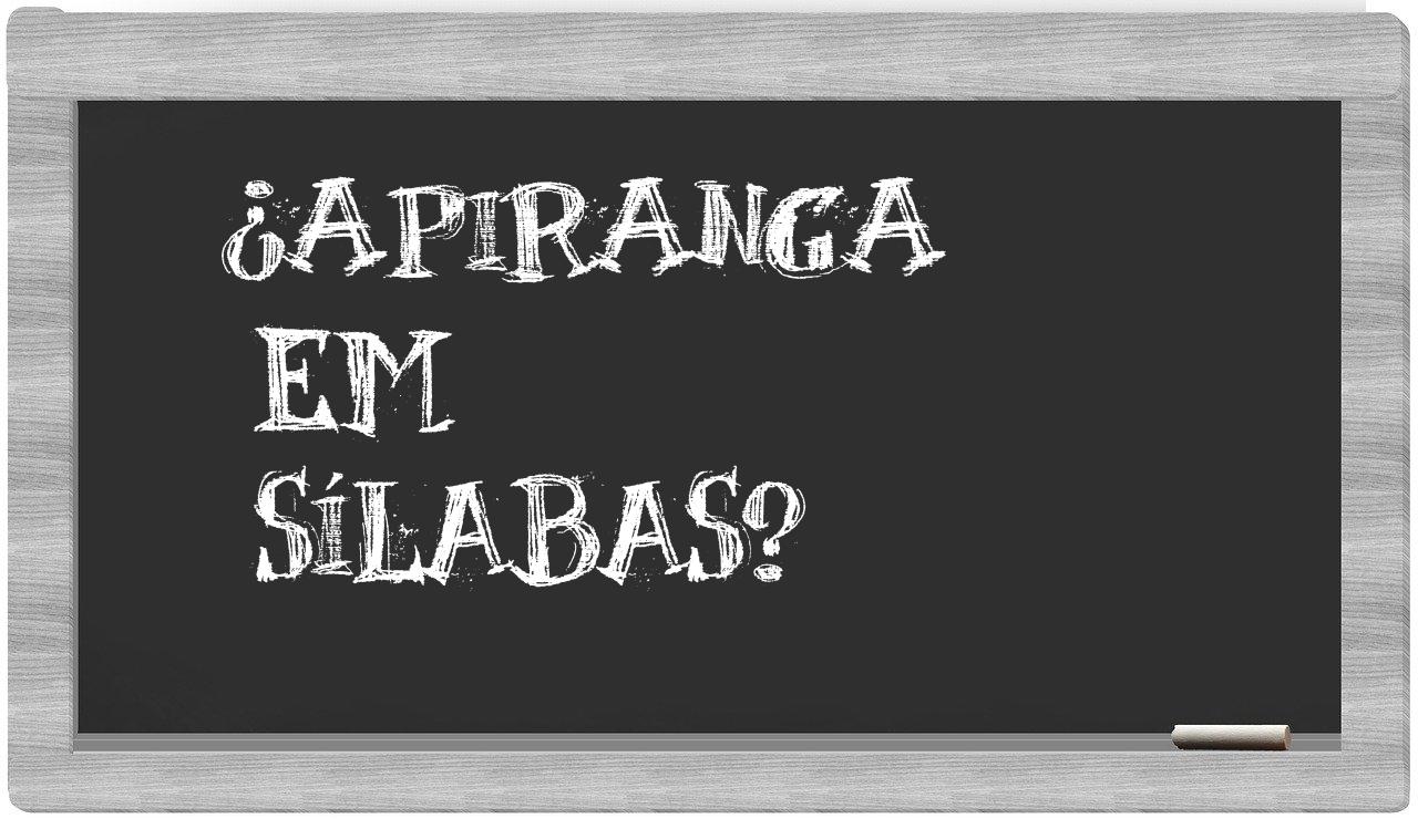 ¿apiranga en sílabas?