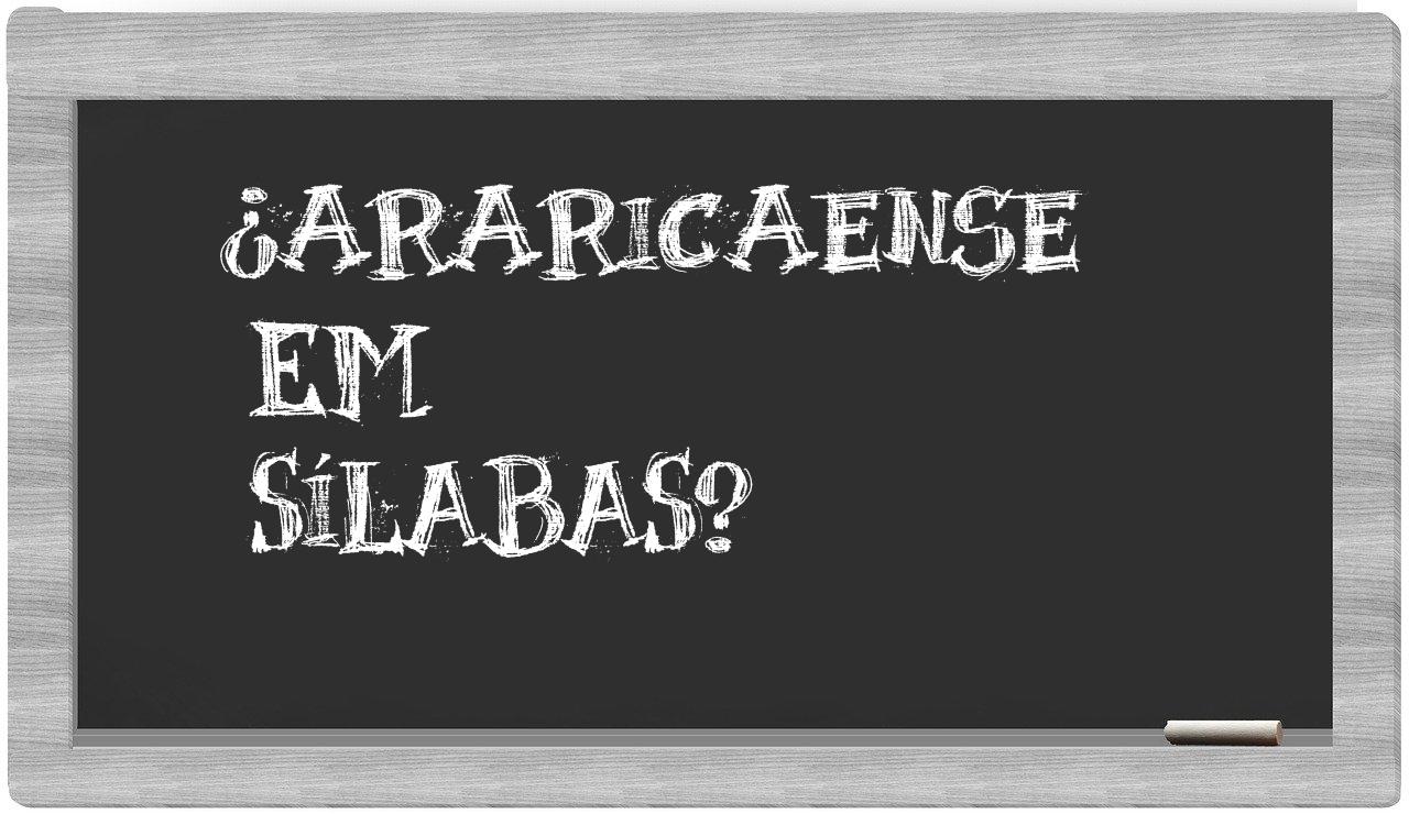 ¿araricaense en sílabas?