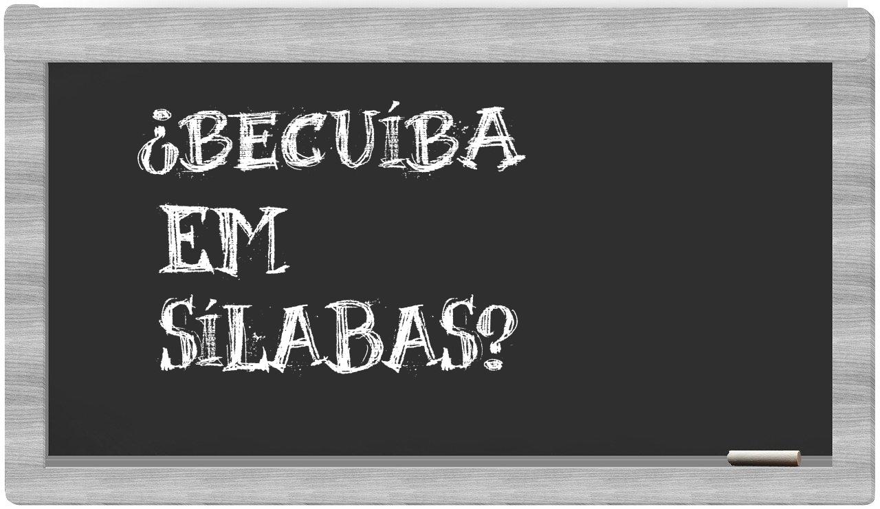 ¿becuíba en sílabas?