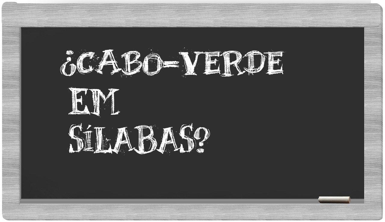 cabo-verde in syllables