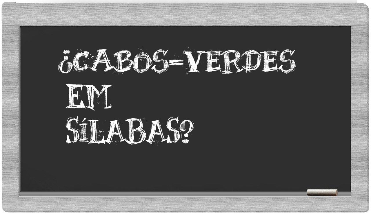 ¿cabos-verdes en sílabas?